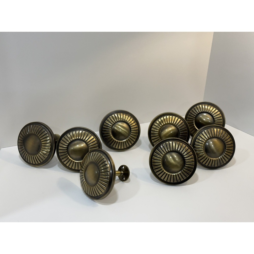 Lot of 8 vintage JC Penney Brass Decorative Tiebacks Antiqued Gold Holders